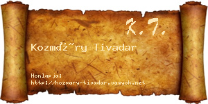 Kozmáry Tivadar névjegykártya